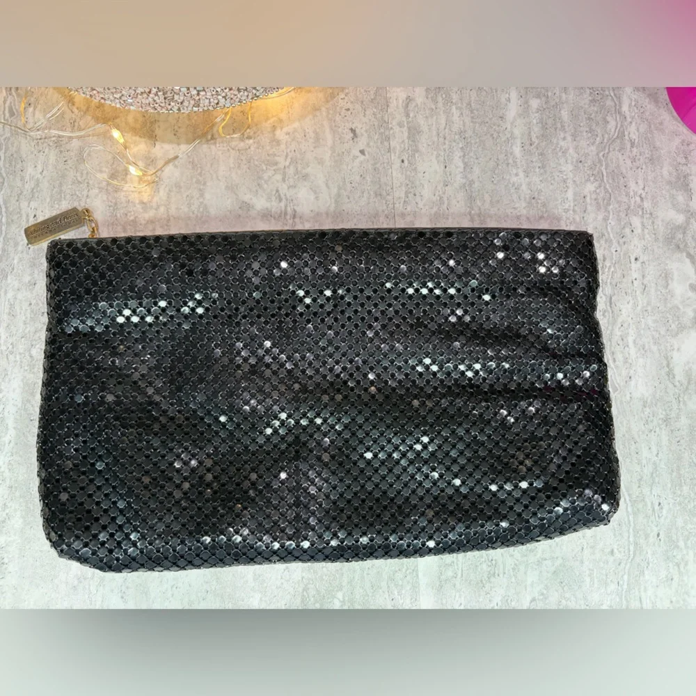 Vintage Whiting & Davis Black Metal Mesh Evening Clutch Bag